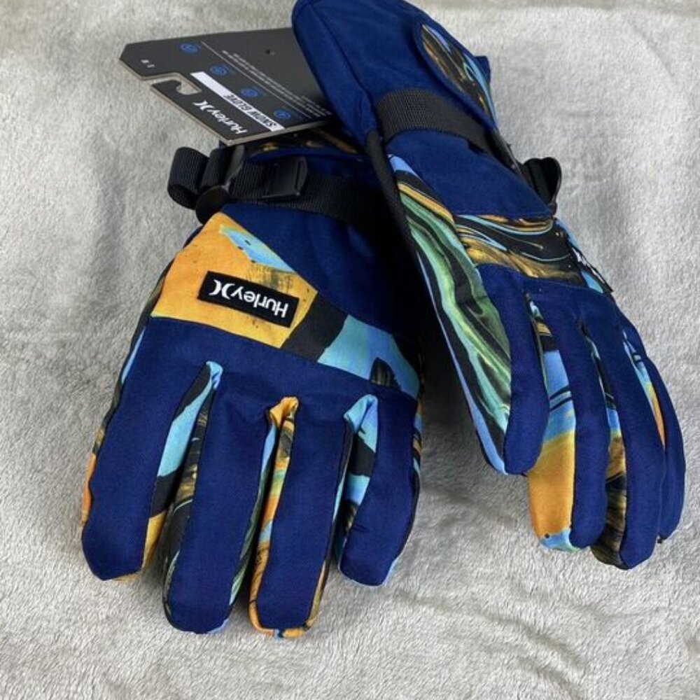 HURLEY Water Resistant Winter Gloves Size S/M Adjustable Bright Colored New